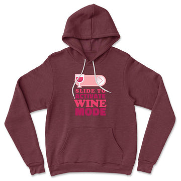 Swipe Right For Wine Mode Hoodie in Heather Maroon color